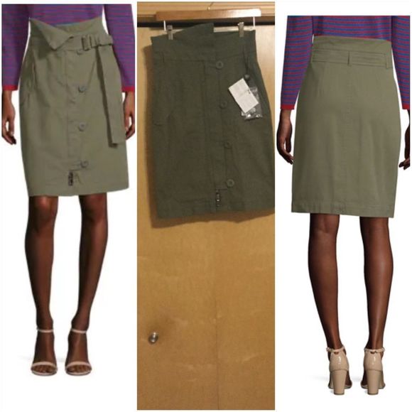 MAX MARA Virtus Zip Front Military Pencil Skirt - Picture 2 of 13